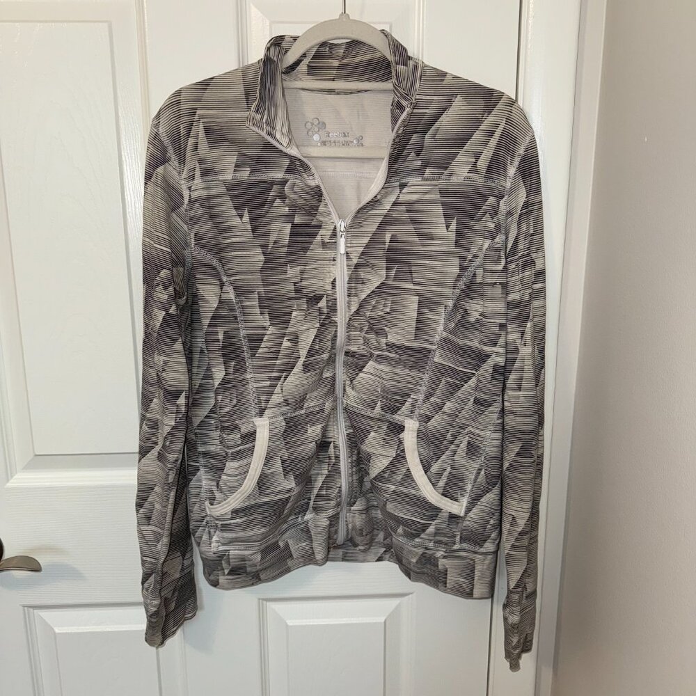 Reebok Women's Gray Patterned Zip-Up Jacket Size Large - Picture 2 of 10
